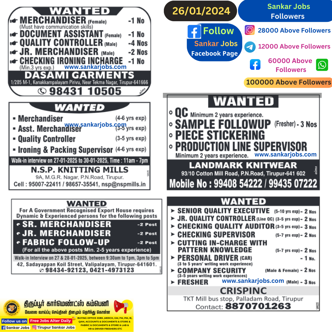 Garments Jobs