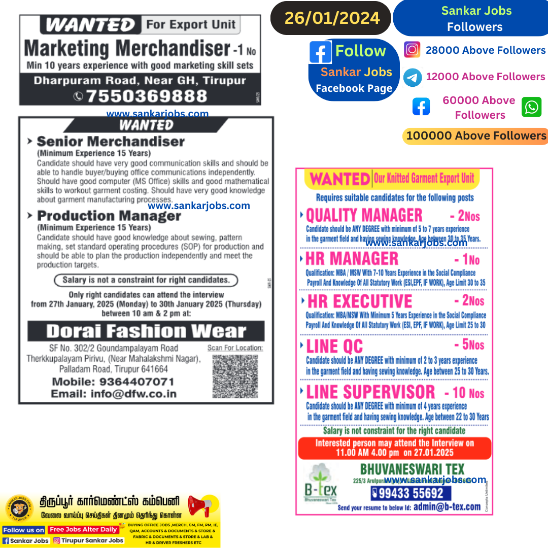 Garments Jobs