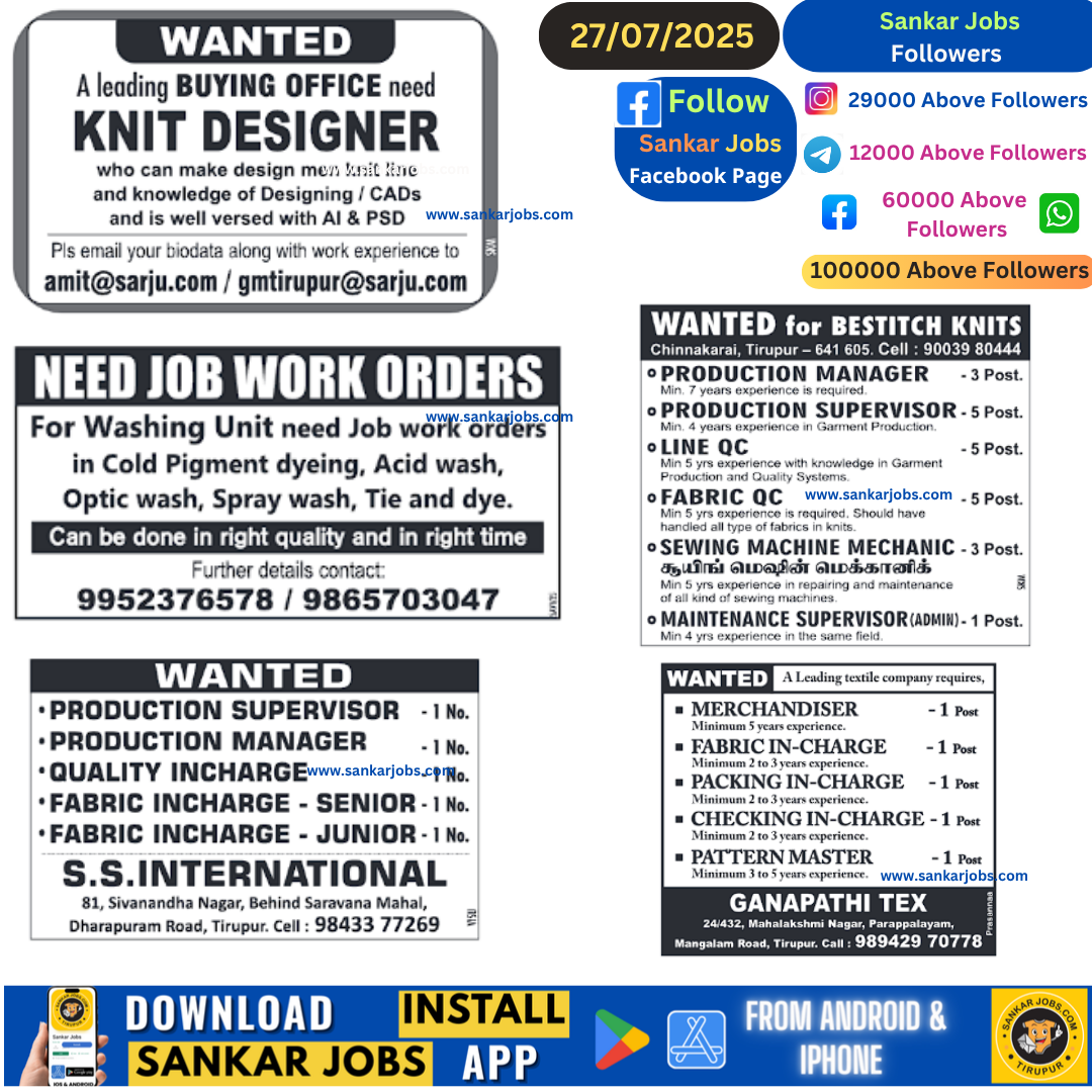 Garment jobs