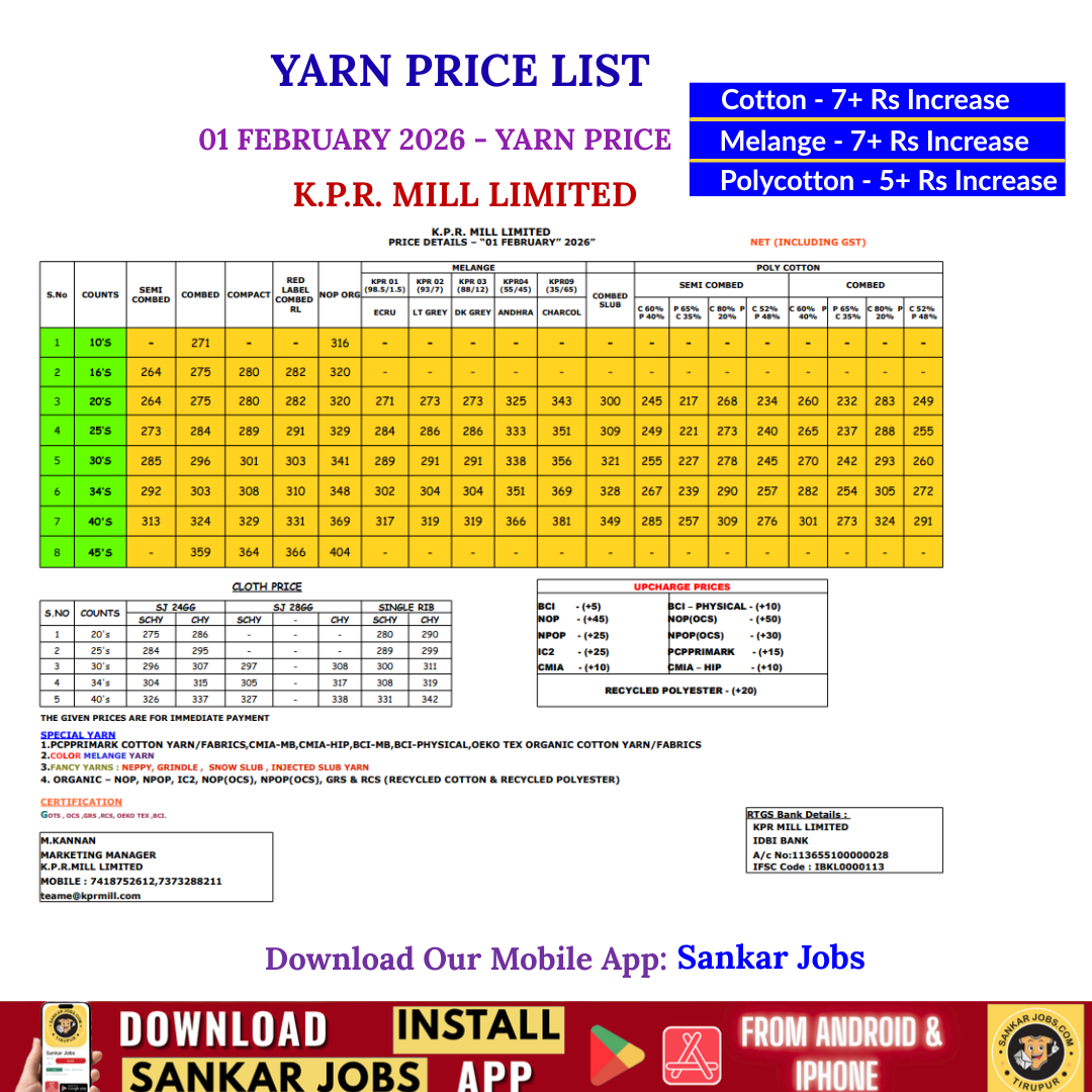 KPR Yarn Price